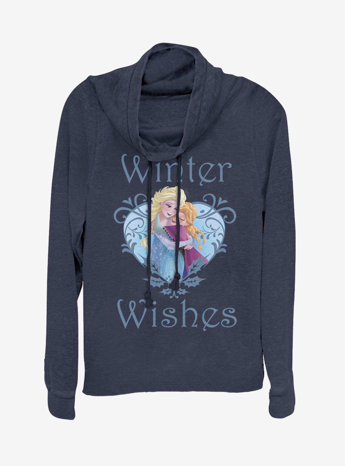 Disney Frozen Winter Wishes Cowl Neck Long-Sleeve Girls Top, , hi-res