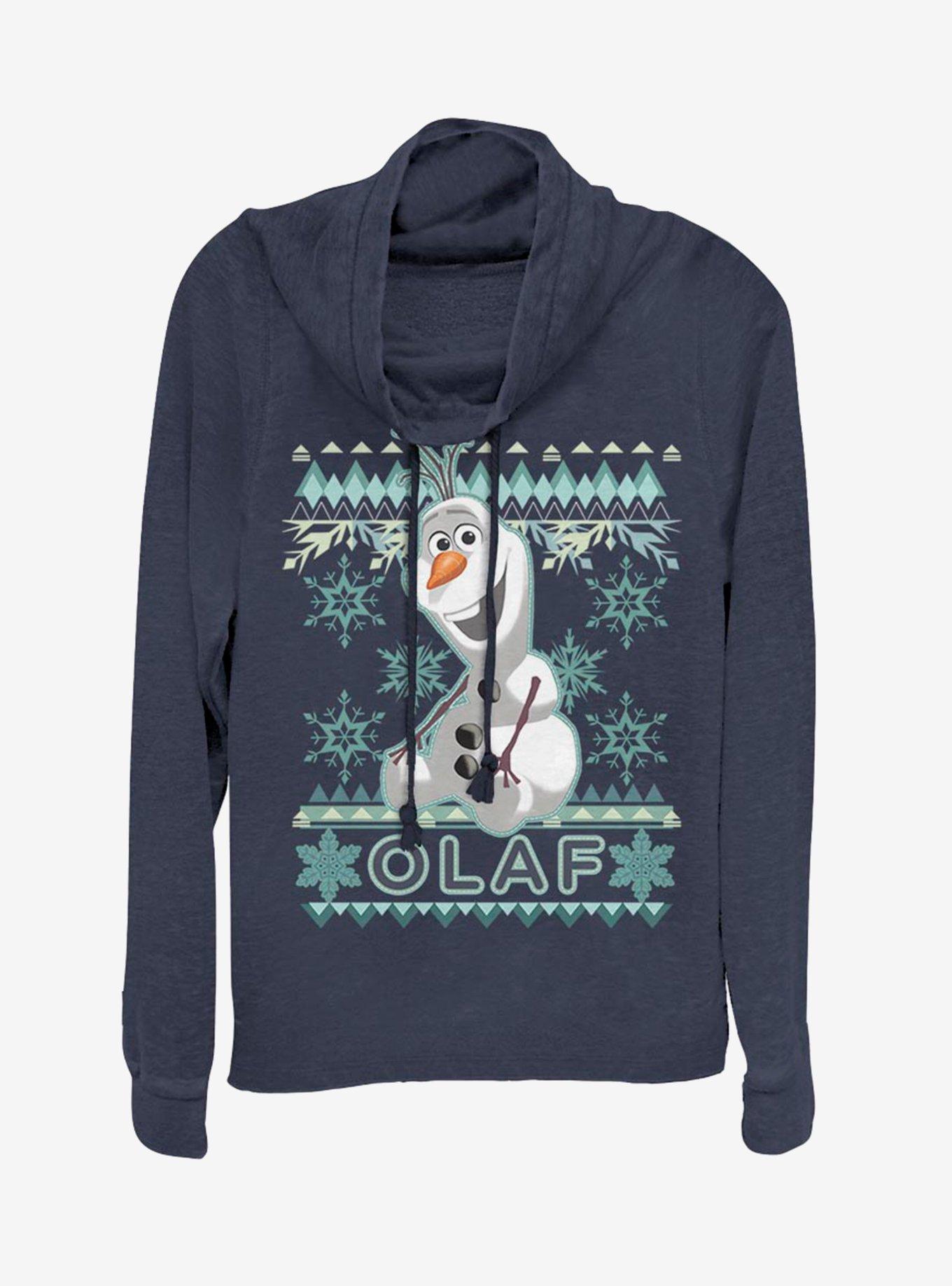 Disney Frozen Olaf Fade X-Mas Neck Long-Sleeve Girls Top - BLUE Hot