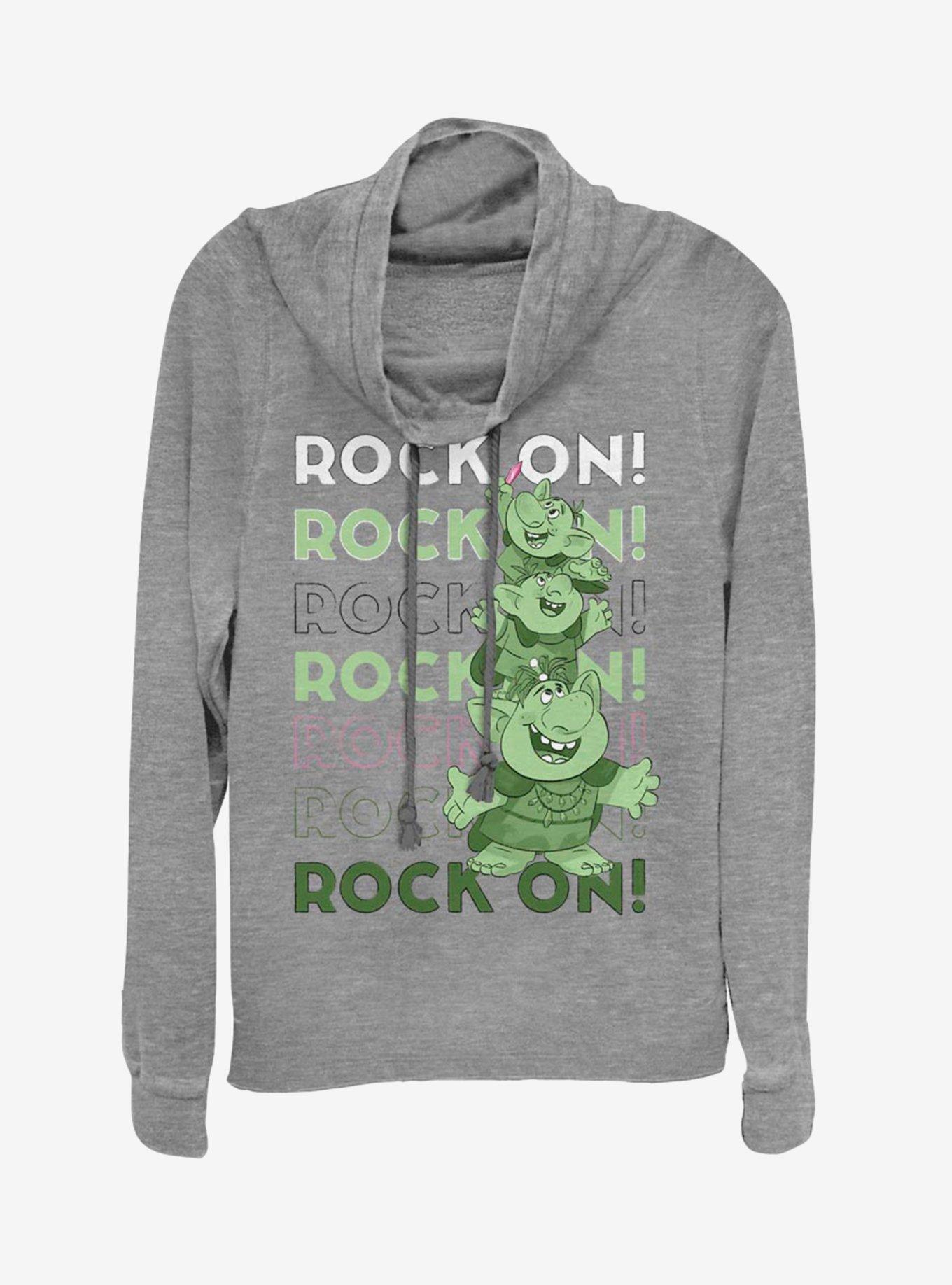 Disney Frozen Rock On Cowl Neck Long-Sleeve Girls Top, GRAY HTR, hi-res