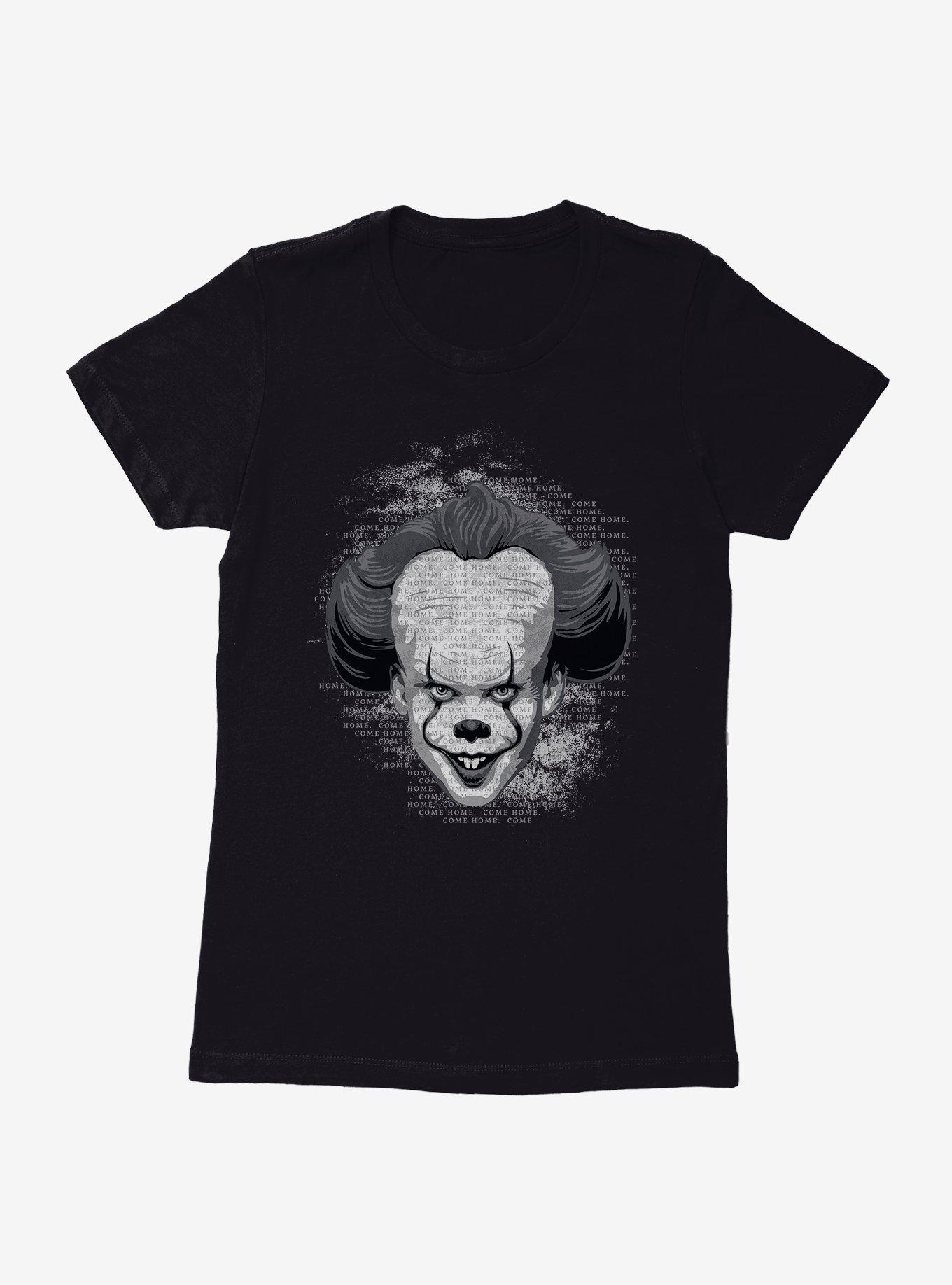 IT Chapter Two Pennywise Come Home Script Grayscale Womens T-Shirt, BLACK, hi-res