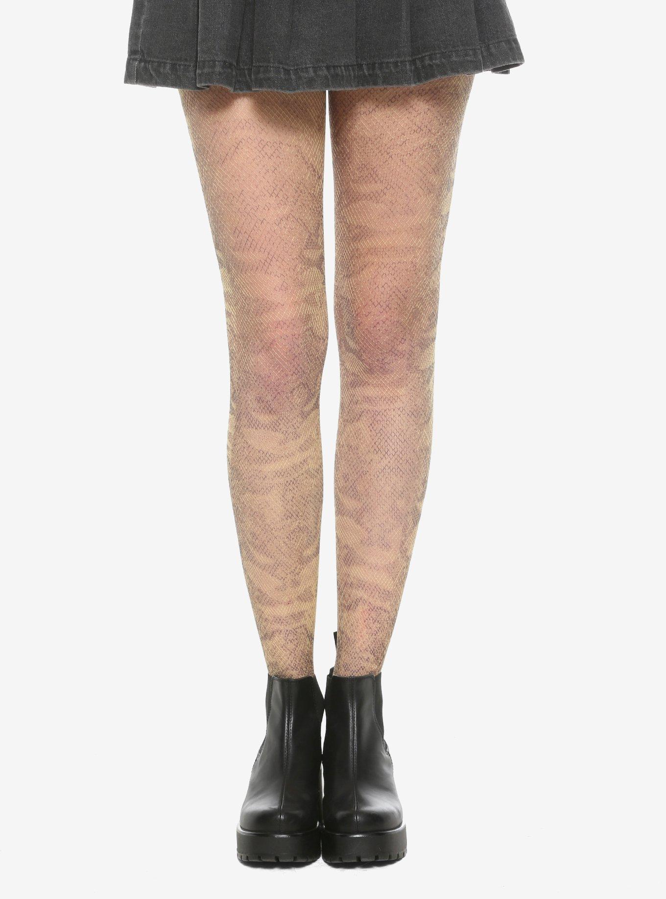 Nude Snakeskin Fishnet Tights, MULTI, hi-res