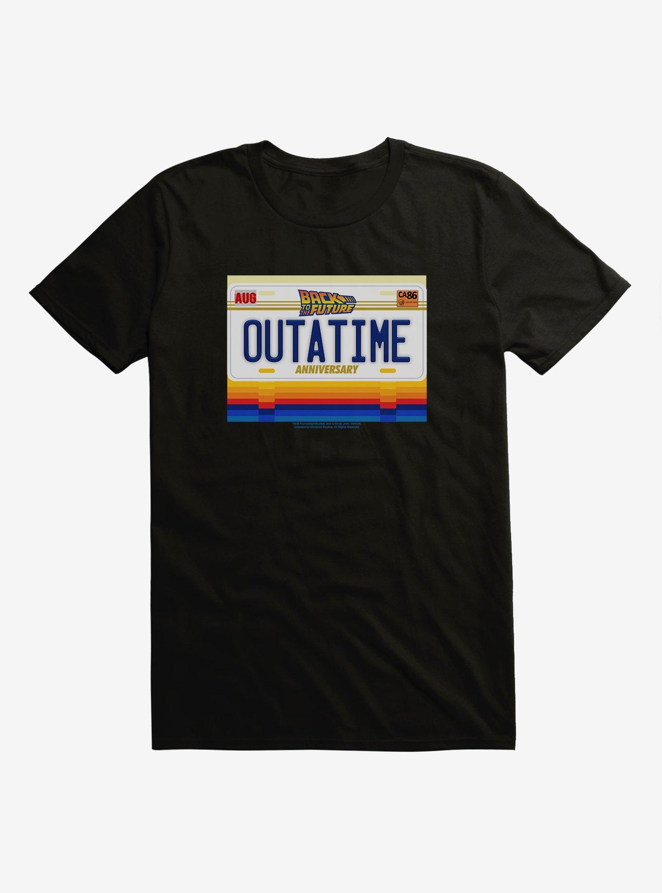 Back To The Future OutATime License Plate T-Shirt, BLACK, hi-res