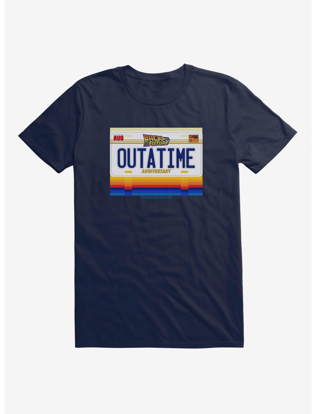 Back To The Future Out A Time License Plate T-Shirt, MIDNIGHT NAVY, hi-res