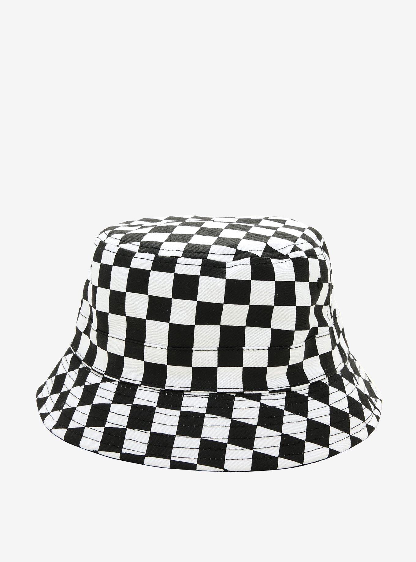 Bucket Hats for Men Women Checkerboard Plaid Bucket Hat Hip Hop