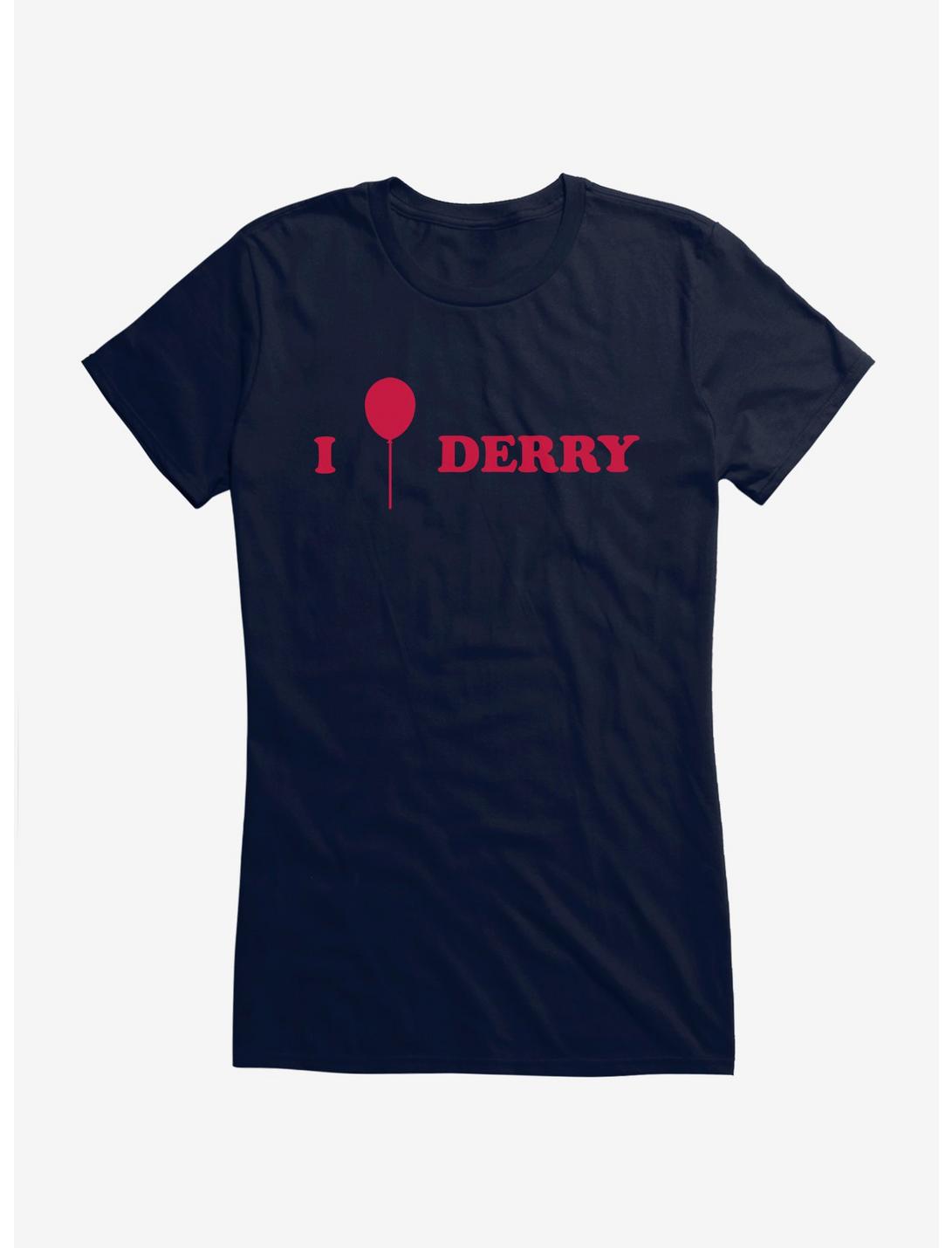 IT Chapter Two I Balloon Derry Red Script Girls T-Shirt, NAVY, hi-res
