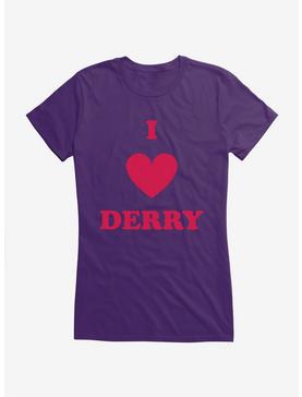 IT Chapter Two I Heart Derry Script Stack Girls T-Shirt, PURPLE, hi-res