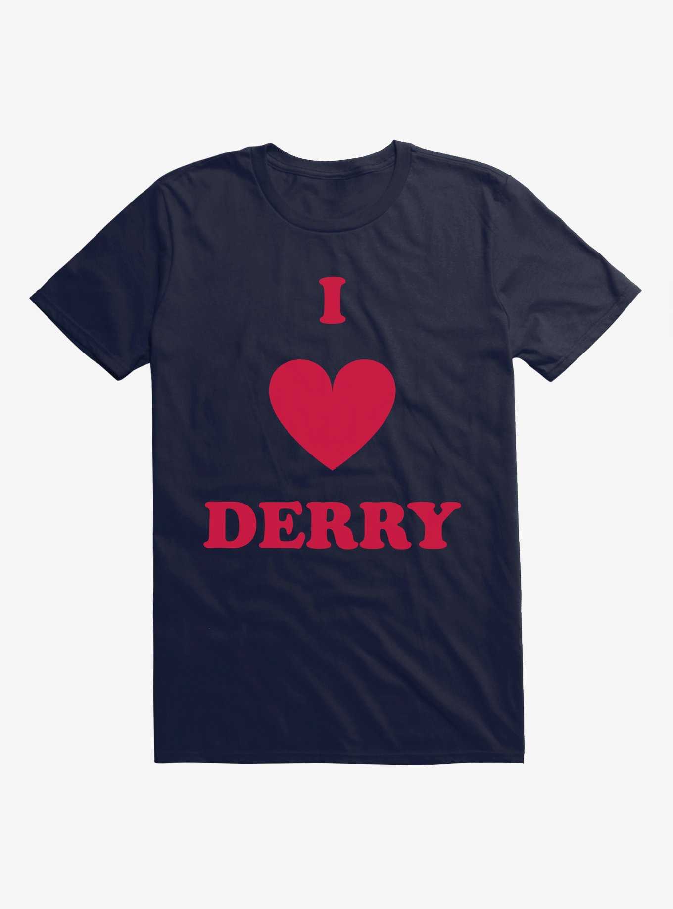 IT Chapter Two I Heart Derry Script Stack T-Shirt, NAVY, hi-res