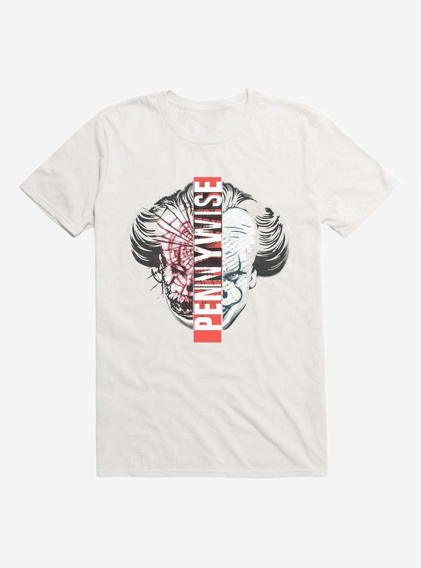 IT Chapter Two Pennywise Split Face T-Shirt, WHITE, hi-res