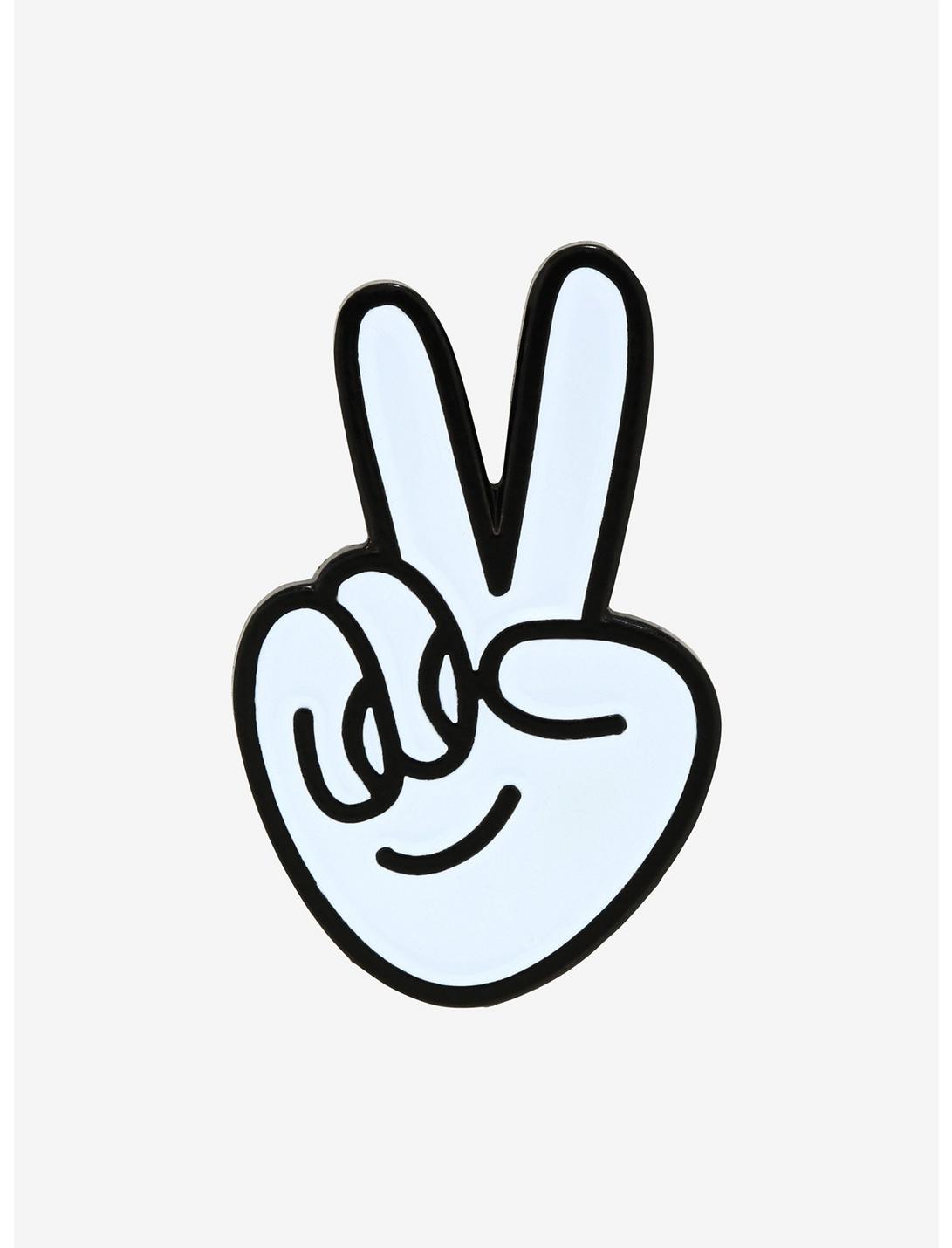 Peace Sign Hand Enamel Pin, , hi-res