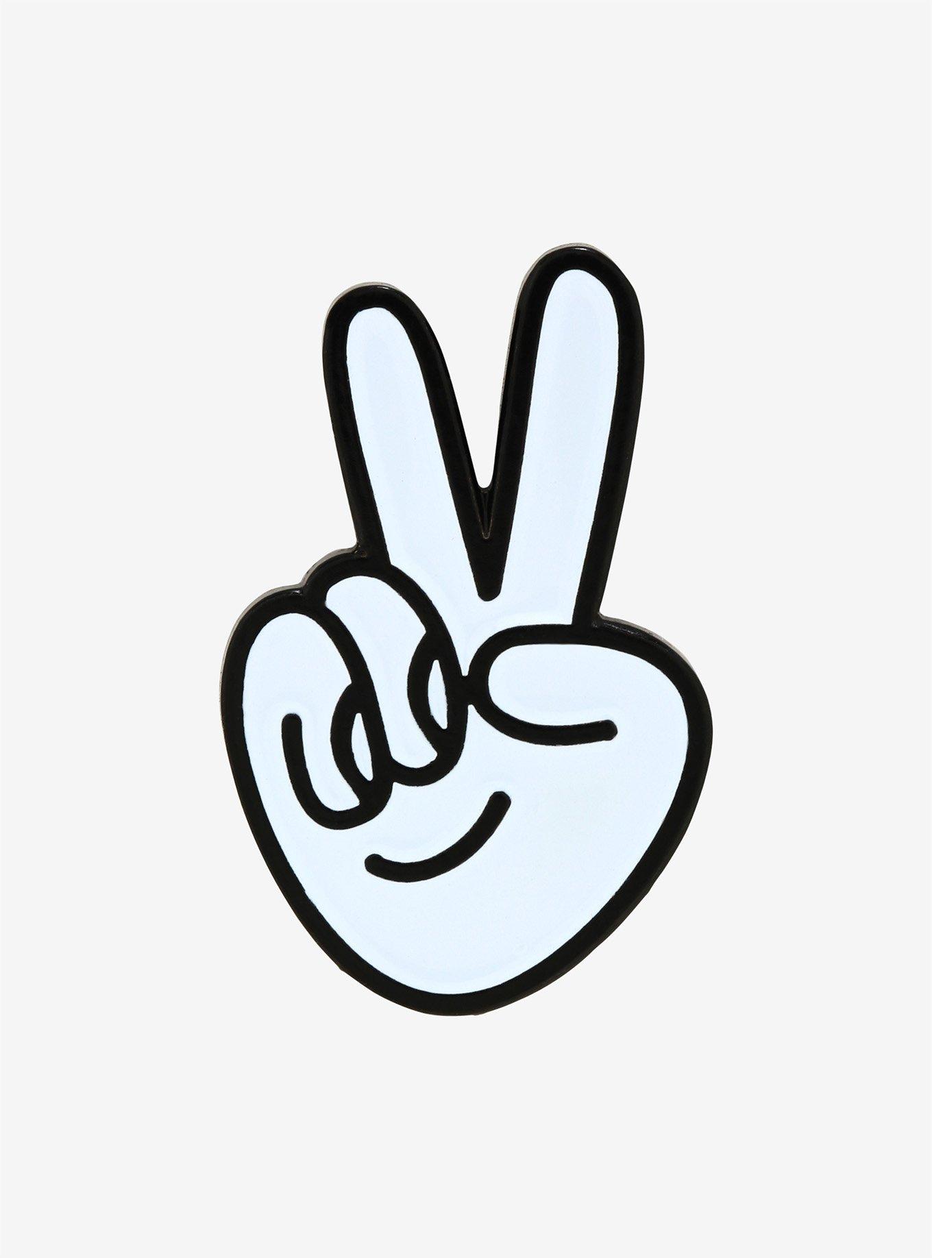 Peace Sign Hand Enamel Pin, , hi-res