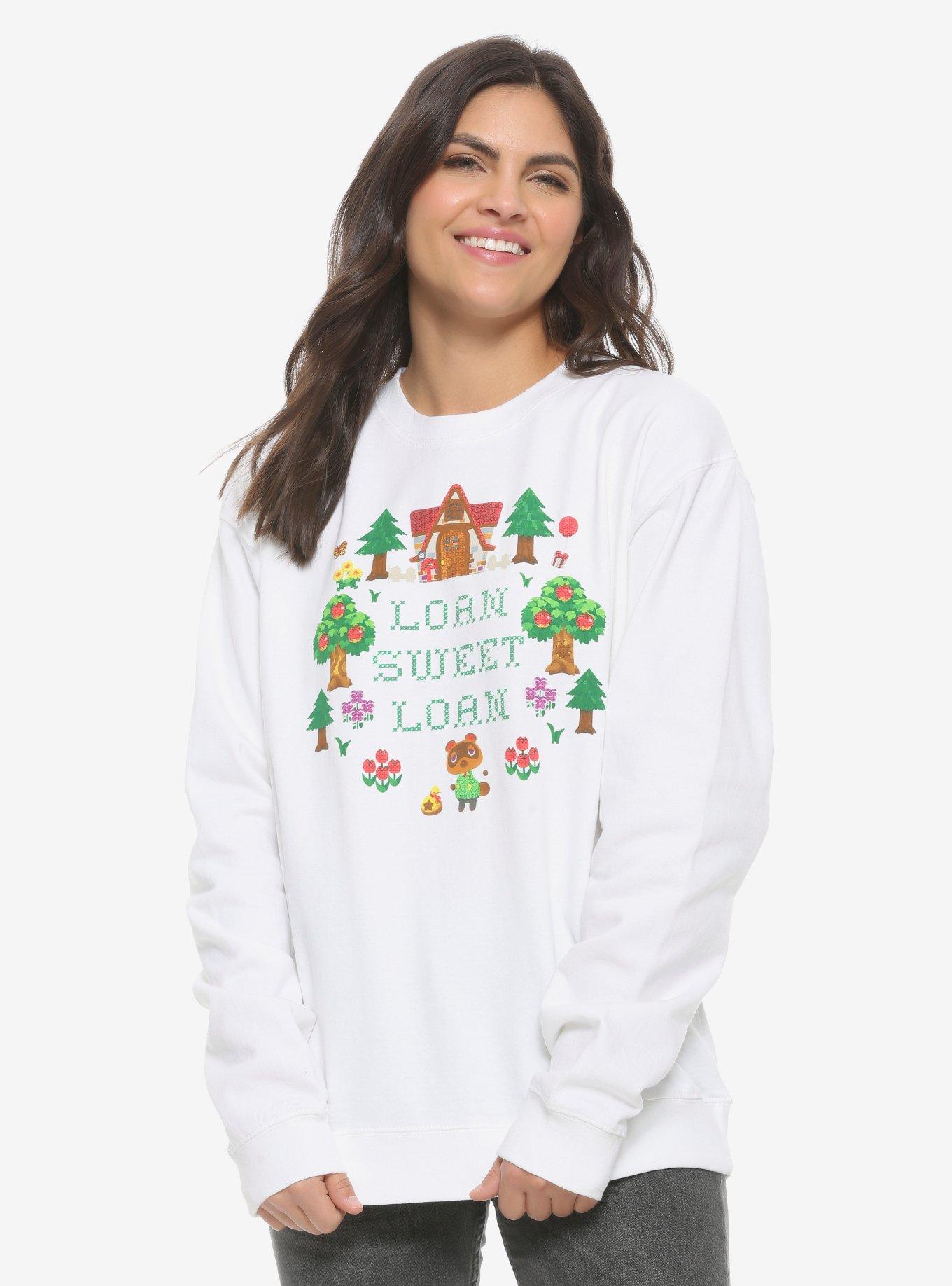 Animal Crossing Loan Sweet Loan Women's Crewneck - BoxLunch Exclusive, WHITE, hi-res
