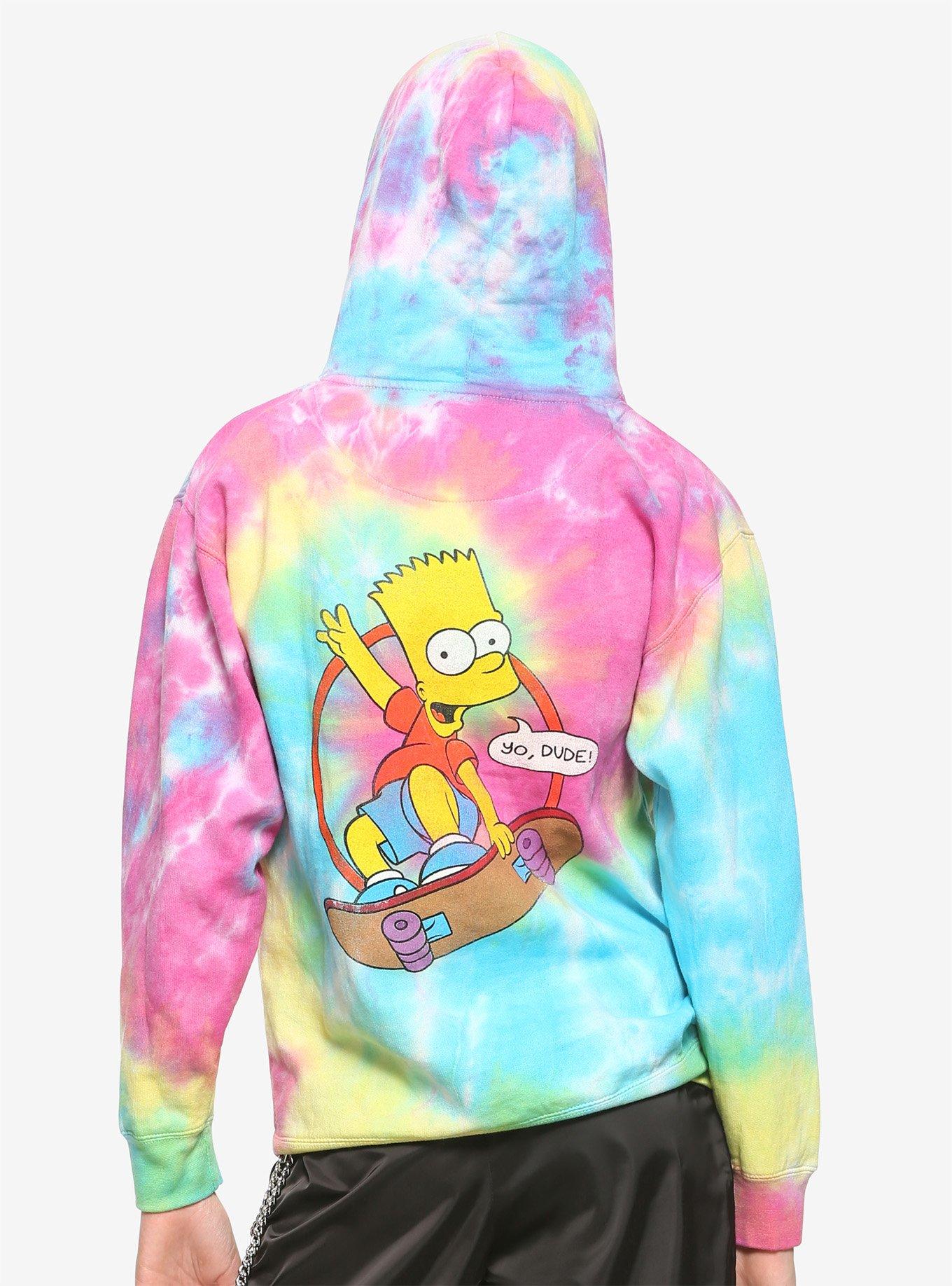 The Simpsons Skateboarding Bart Tie-Dye Girls Hoodie | Hot Topic