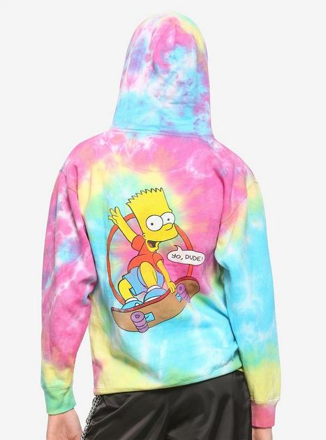 The Simpsons Skateboarding Bart Tie-Dye Girls Hoodie | Hot Topic