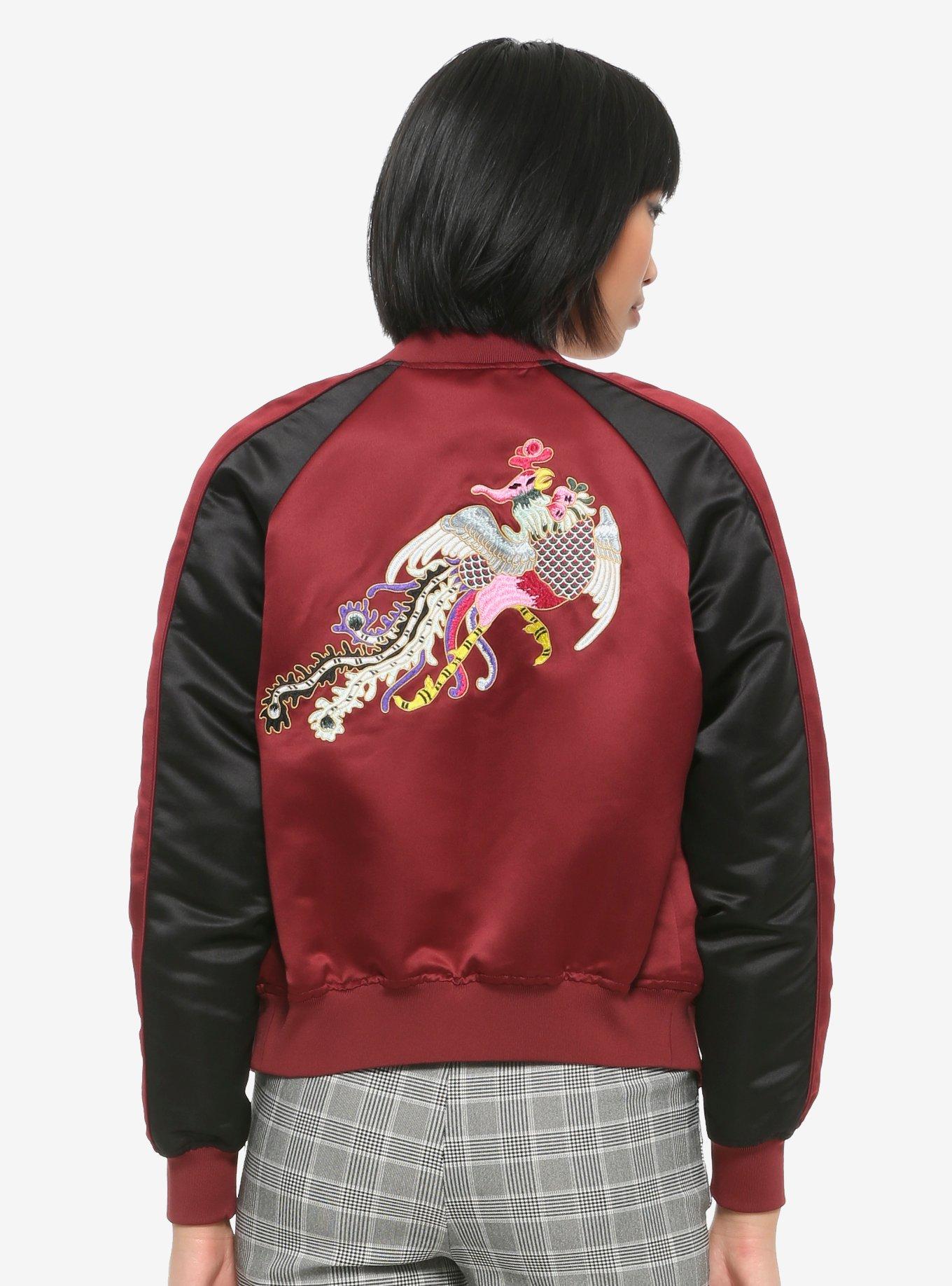 Her Universe Disney Mulan Phoenix Satin Girls Bomber Jacket, BLACK, hi-res