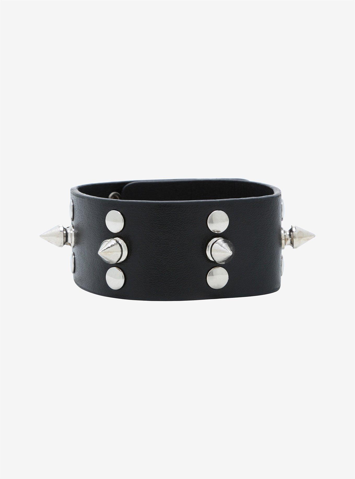 Spike Stud Faux Leather Cuff Bracelet Hot Topic