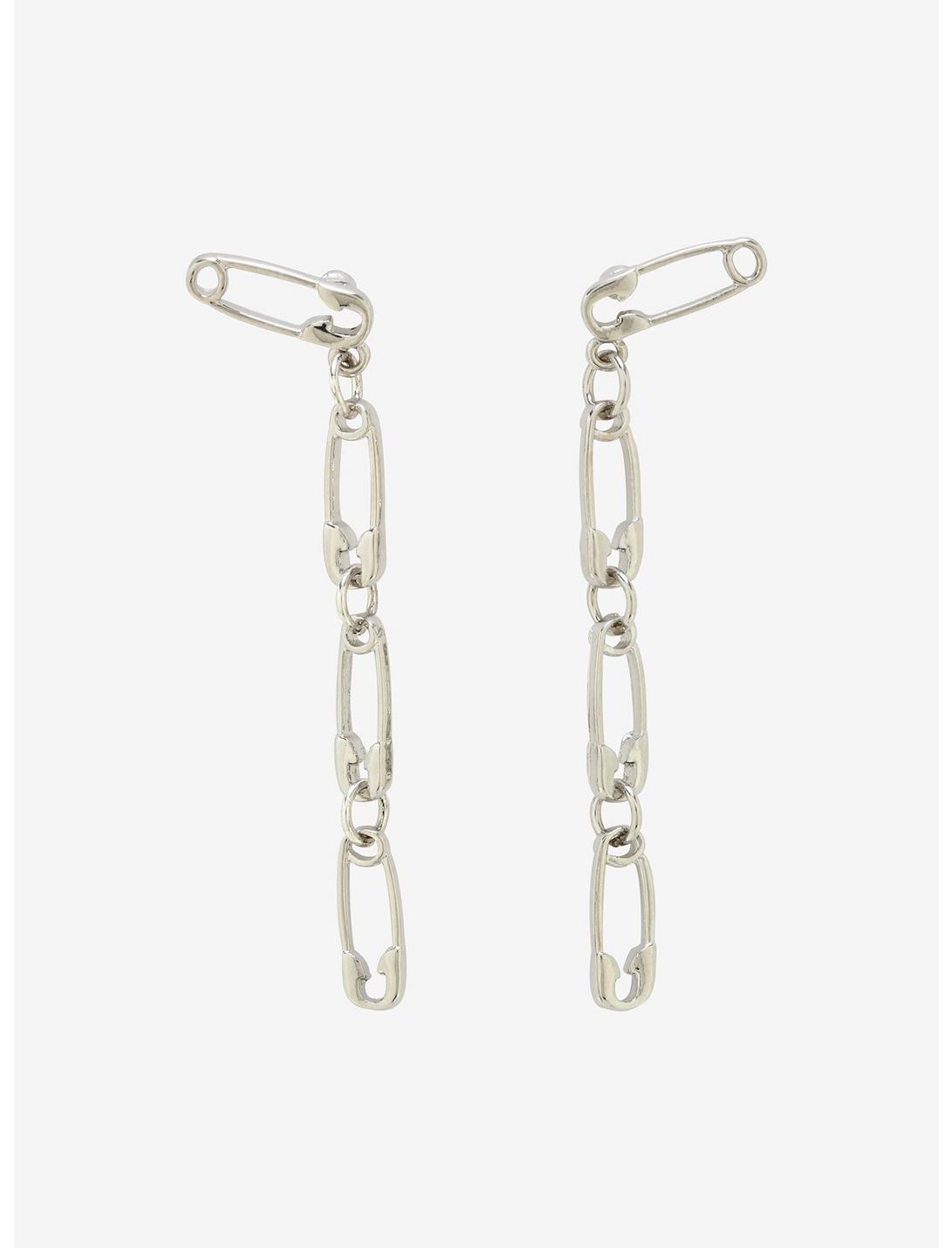 Safety Pin Drop Earrings, , hi-res