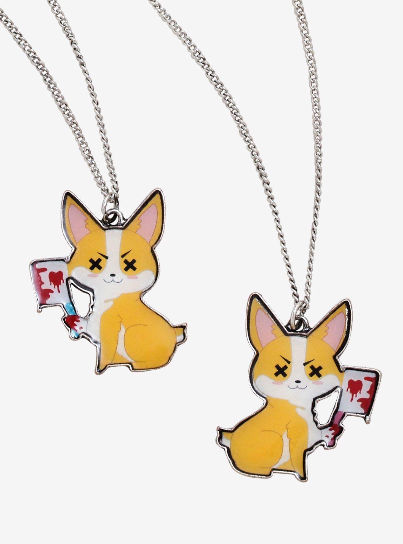 Corgi With Cleaver Best Friend Necklace Set, , hi-res