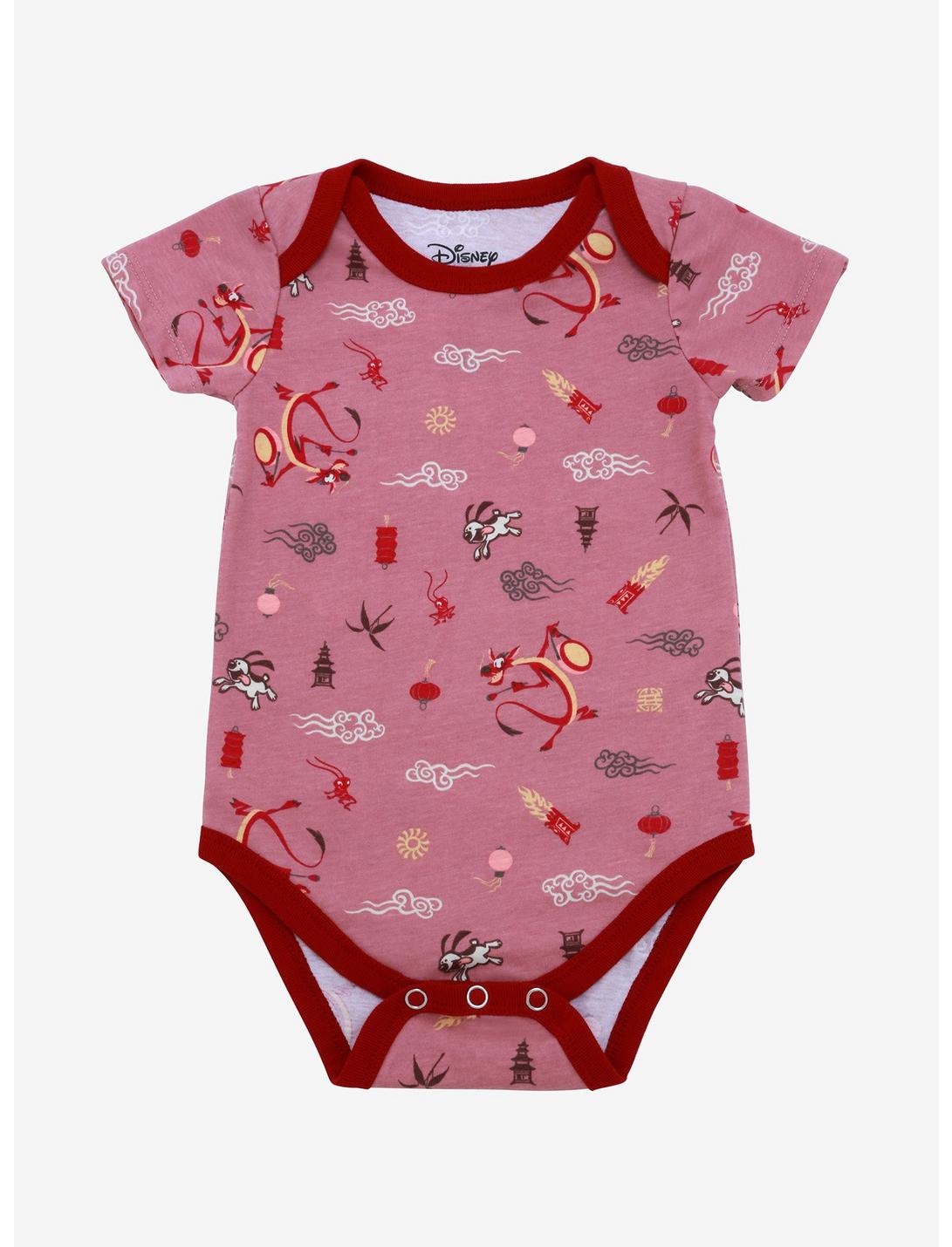 Our Universe Disney Mulan Mushu Allover Print Infant Bodysuit - BoxLunch Exclusive, RED, hi-res