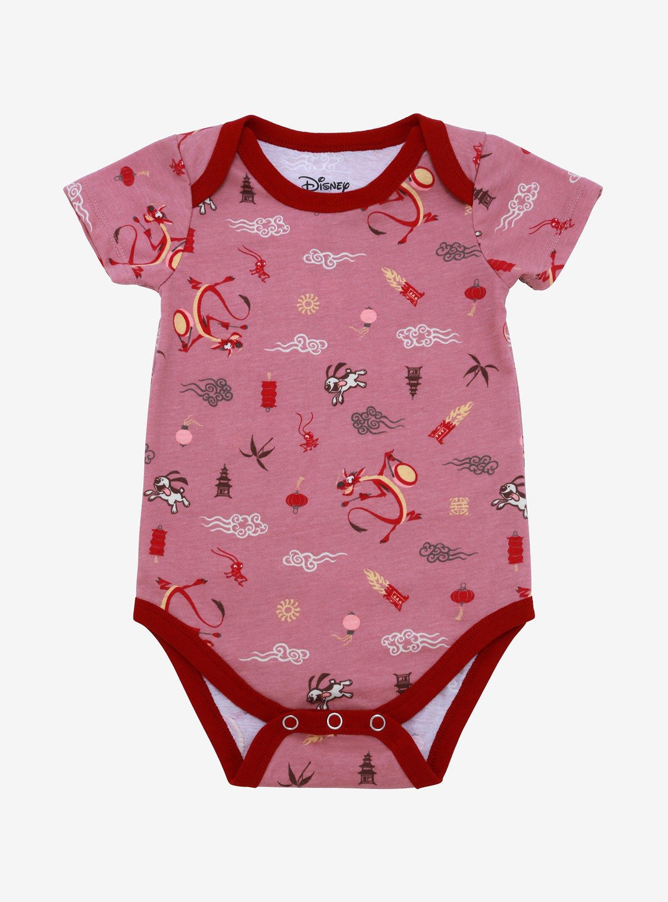 Our Universe Disney Mulan Mushu Allover Print Infant Bodysuit - BoxLunch Exclusive, RED, hi-res