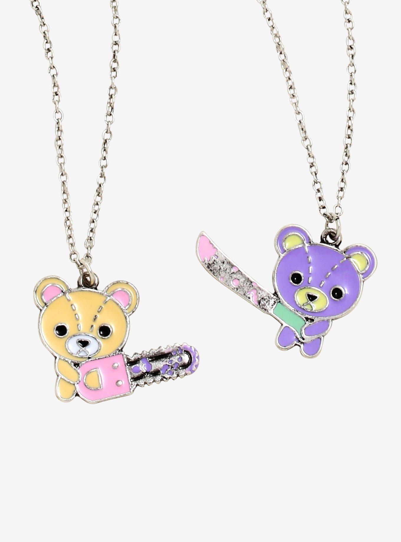 Teddy bear hot sale necklace set