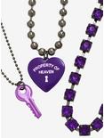 Purple Key & Heart Necklace Set, , hi-res