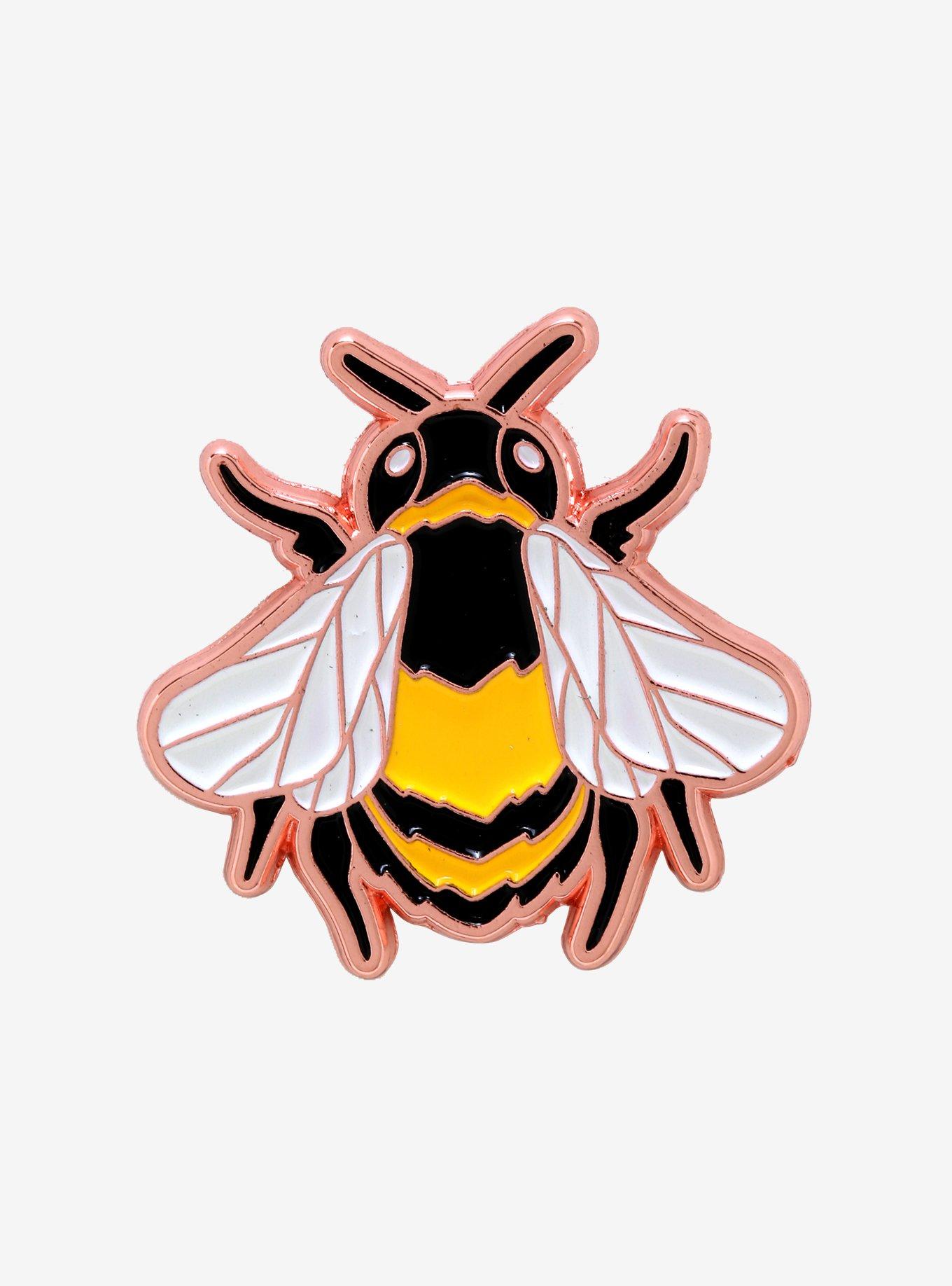 Bee Rose Gold Enamel Pin, , hi-res