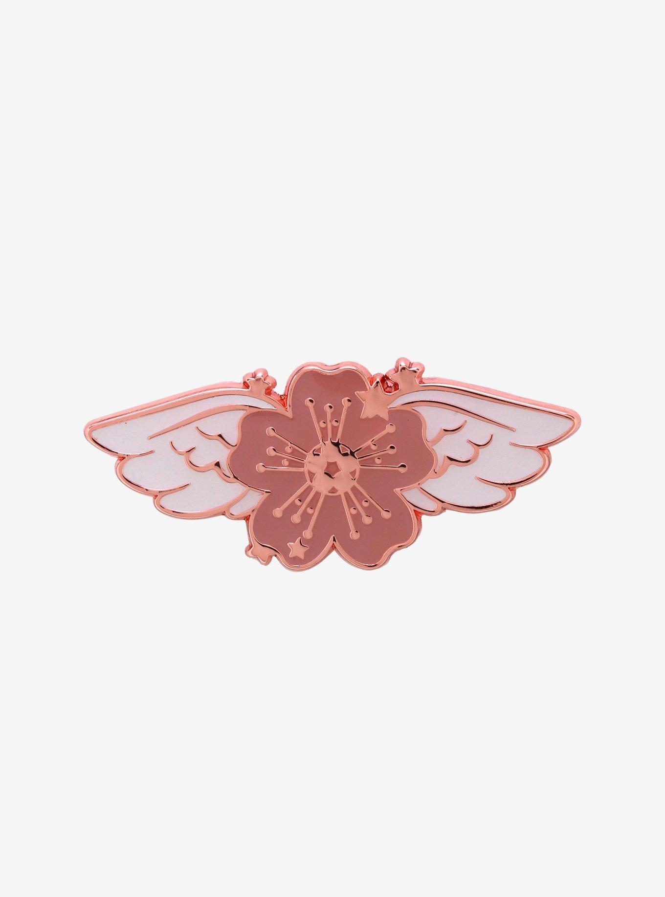 Cherry Blossom Wings Enamel Pin, , hi-res