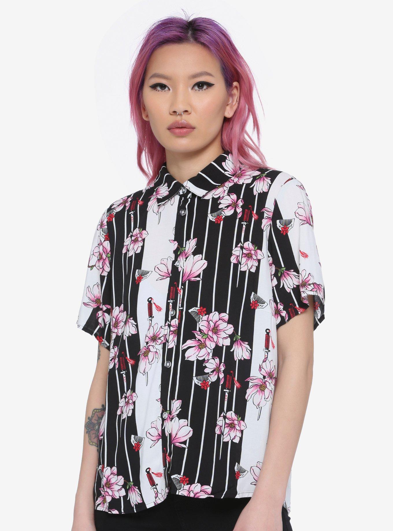 Her Universe Disney Mulan Magnolia Girls Woven Button-Up | Hot Topic