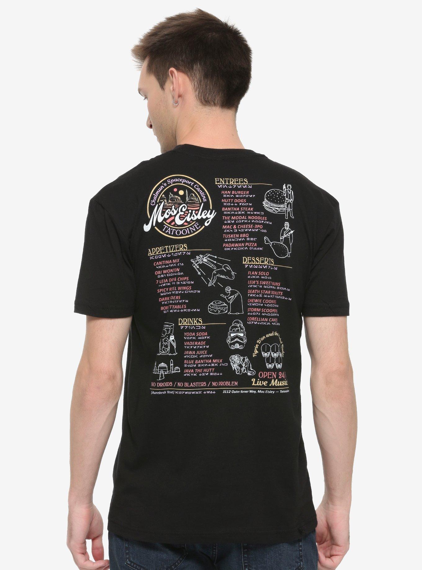 Star Wars Mos Eisley Cantina Menu T-Shirt - BoxLunch Exclusive, BLACK, hi-res