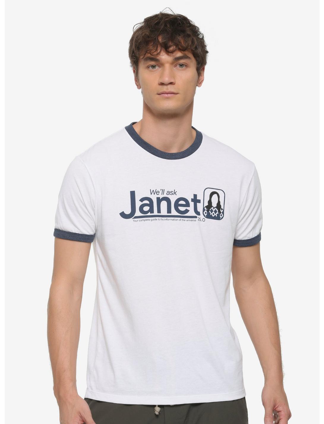 The Good Place We'll Ask Janet Ringer T-Shirt, WHITE, hi-res
