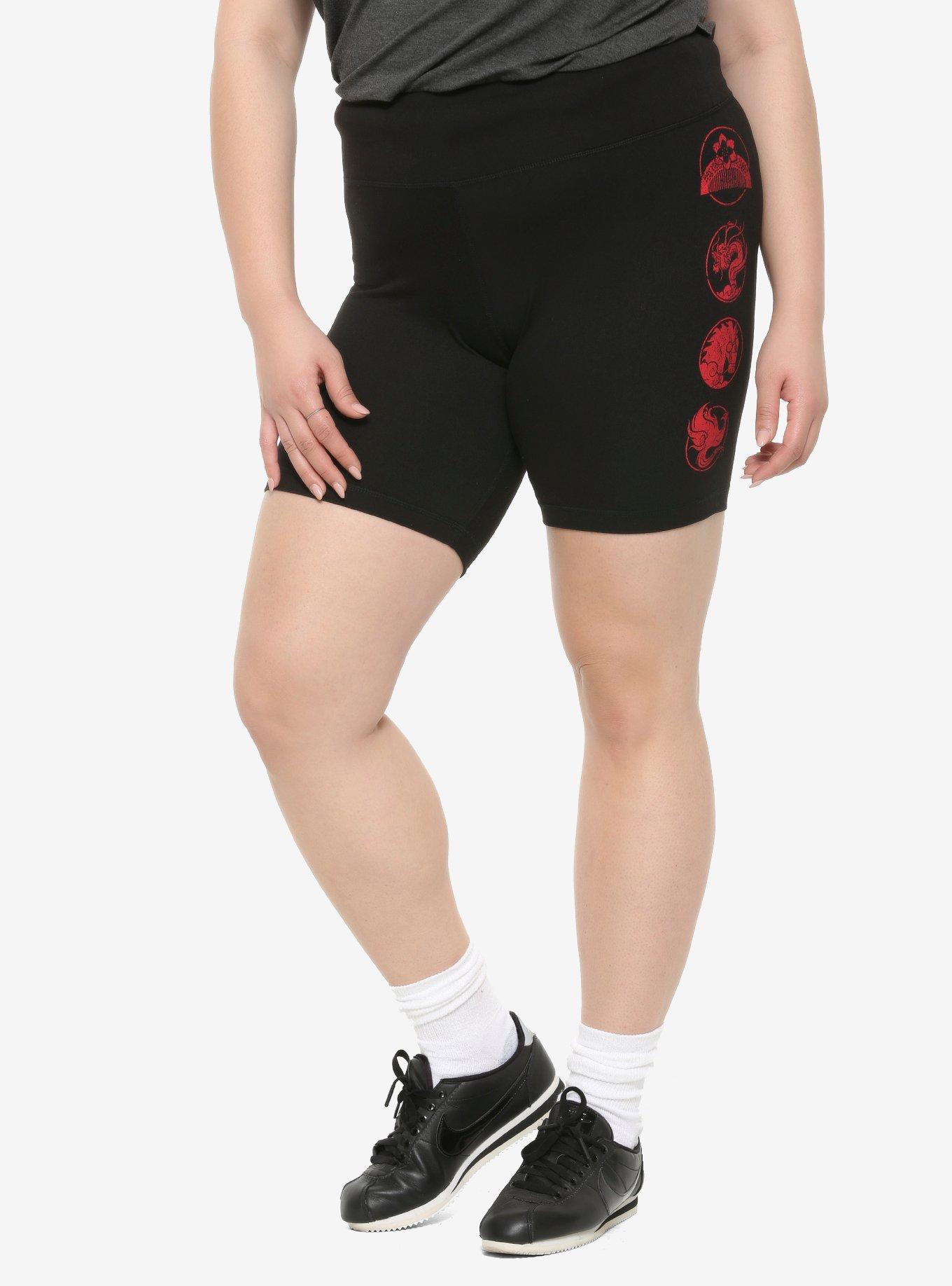 Her Universe Disney Mulan Icons Girls Bike Shorts Plus Size, BLACK, hi-res