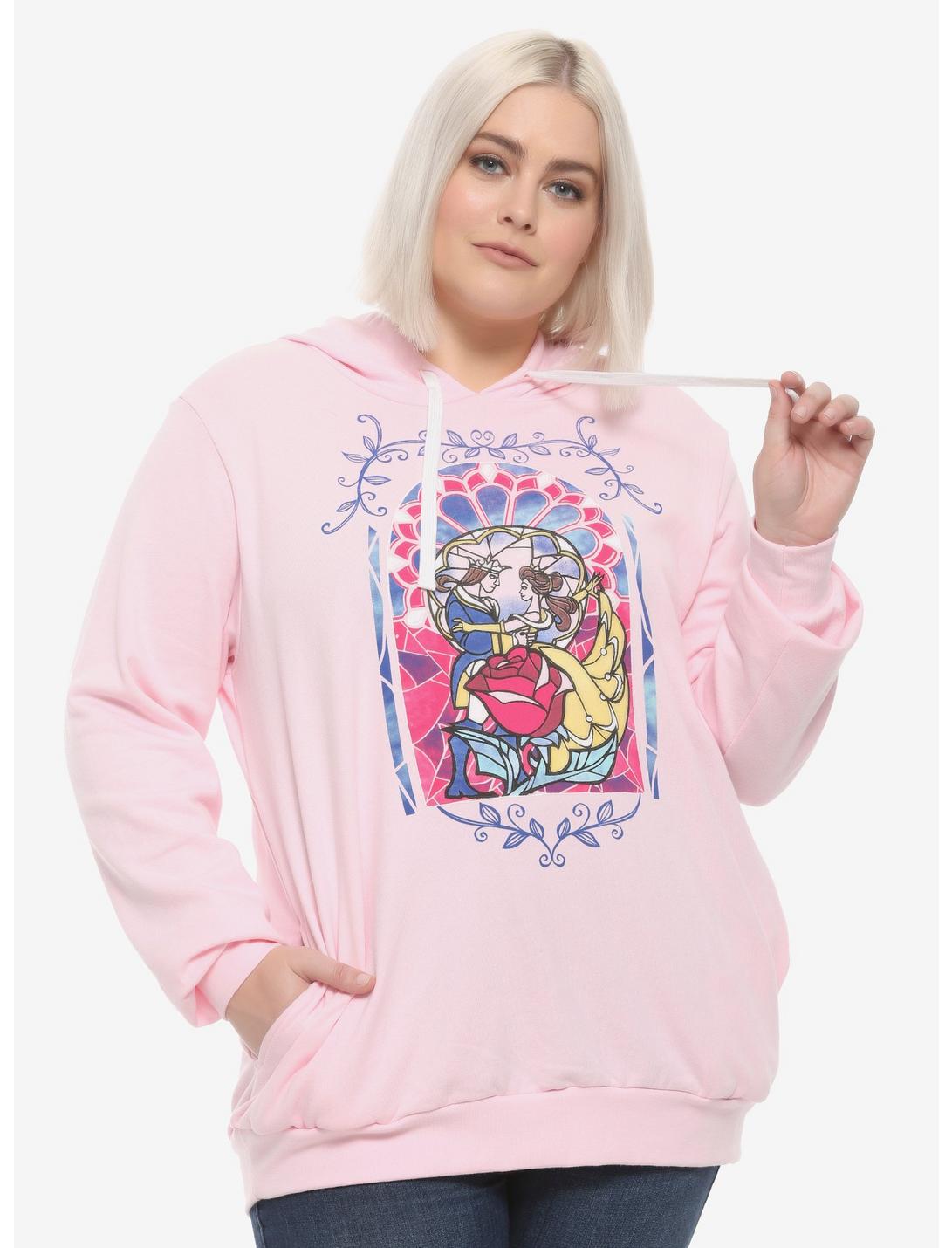 Disney Beauty And The Beast Stained Glass Girls Hoodie Plus Size, MULTI, hi-res