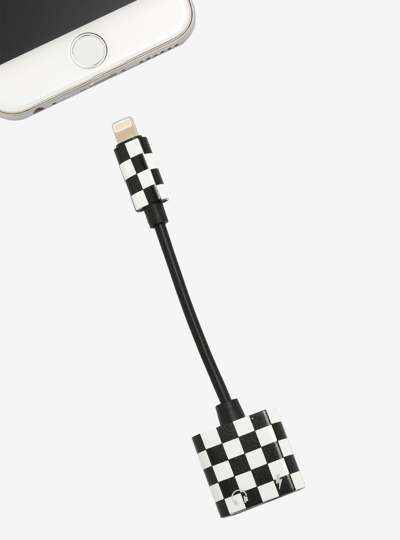 Black & White Checkered Lightning Adapter, , hi-res
