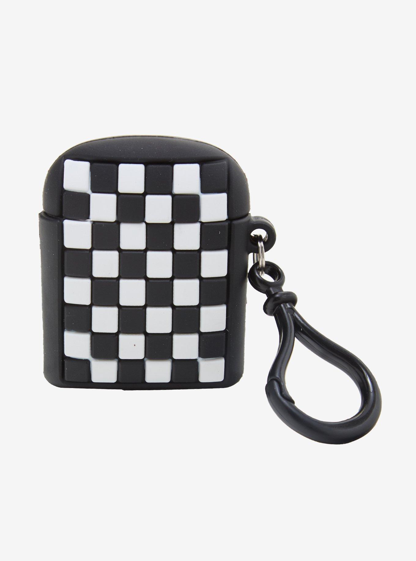 Black & White Checkered Wireless Earbud Case Cover, , hi-res