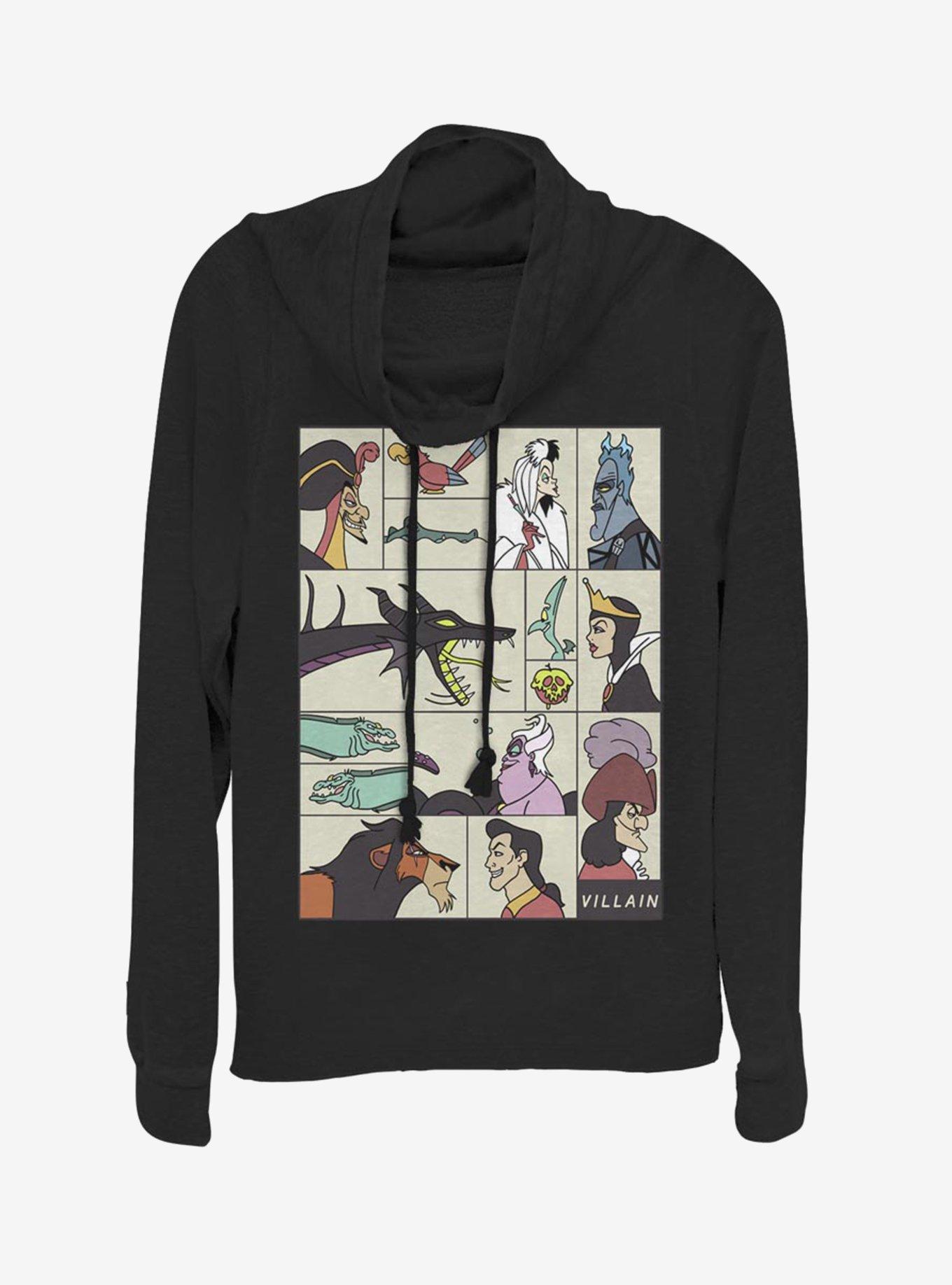 Disney Villains Boxes Of Profiles Cowlneck Long-Sleeve Womens Top, , hi-res
