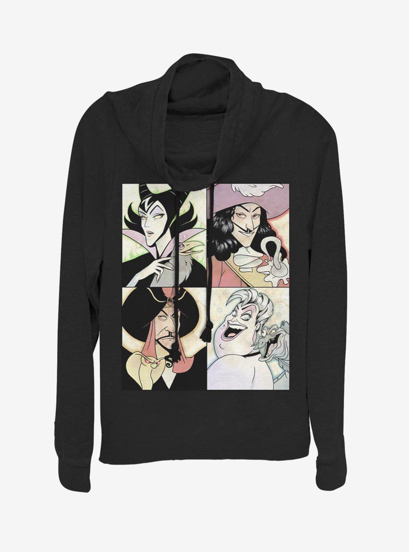 Disney Villains Anime Style Portraits Cowlneck Long-Sleeve Womens Top, , hi-res