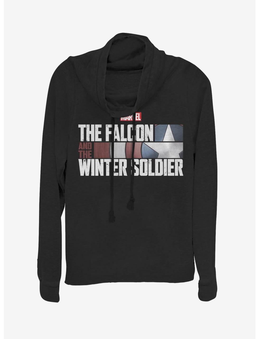 Marvel The Falcon And The Winter Soldier Cowlneck Long-Sleeve Womens Top, BLACK, hi-res
