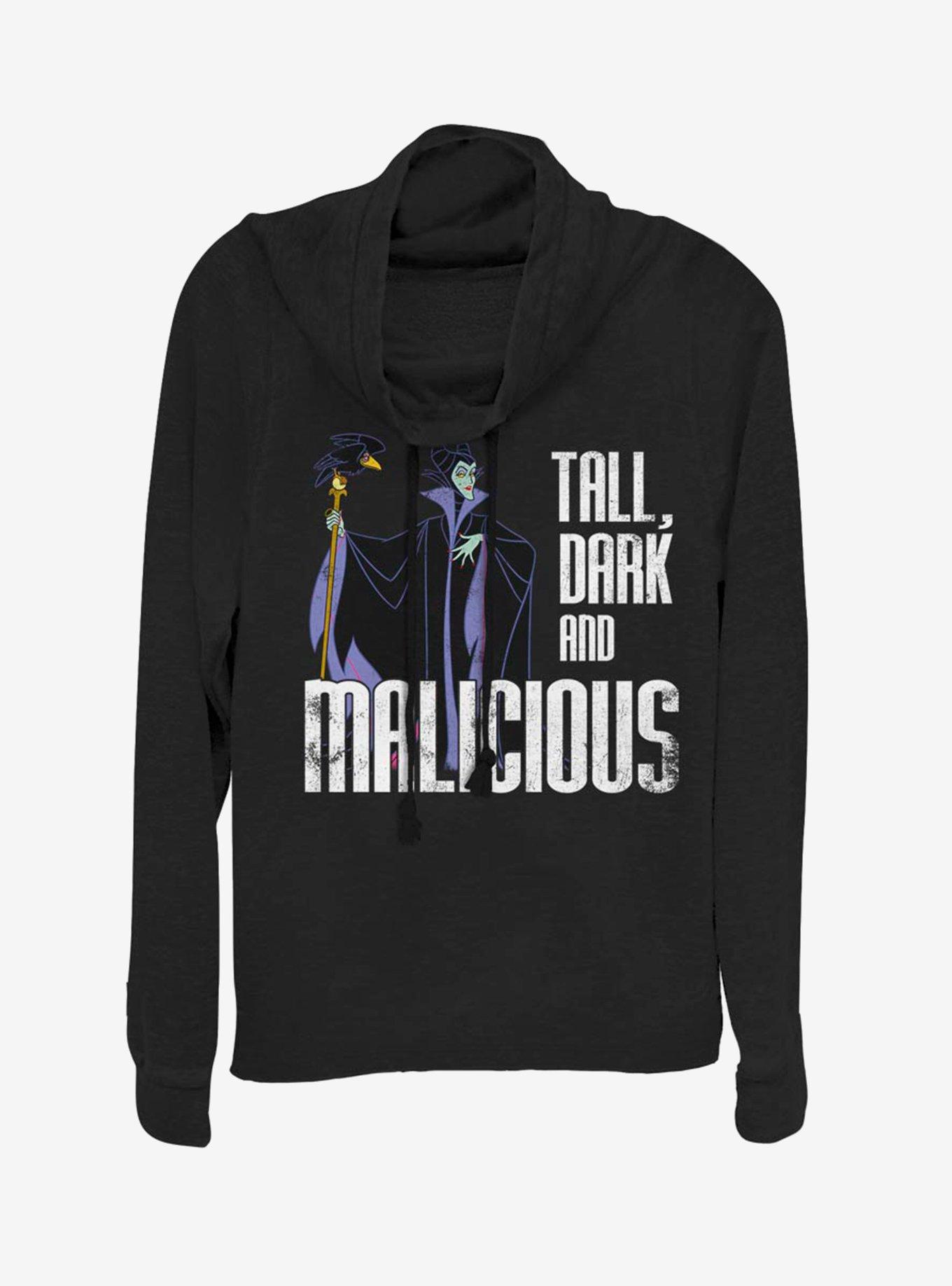 Disney Sleeping Beauty Maleficent Tall Dark And Malicious Cowlneck Long-Sleeve Womens Top, , hi-res