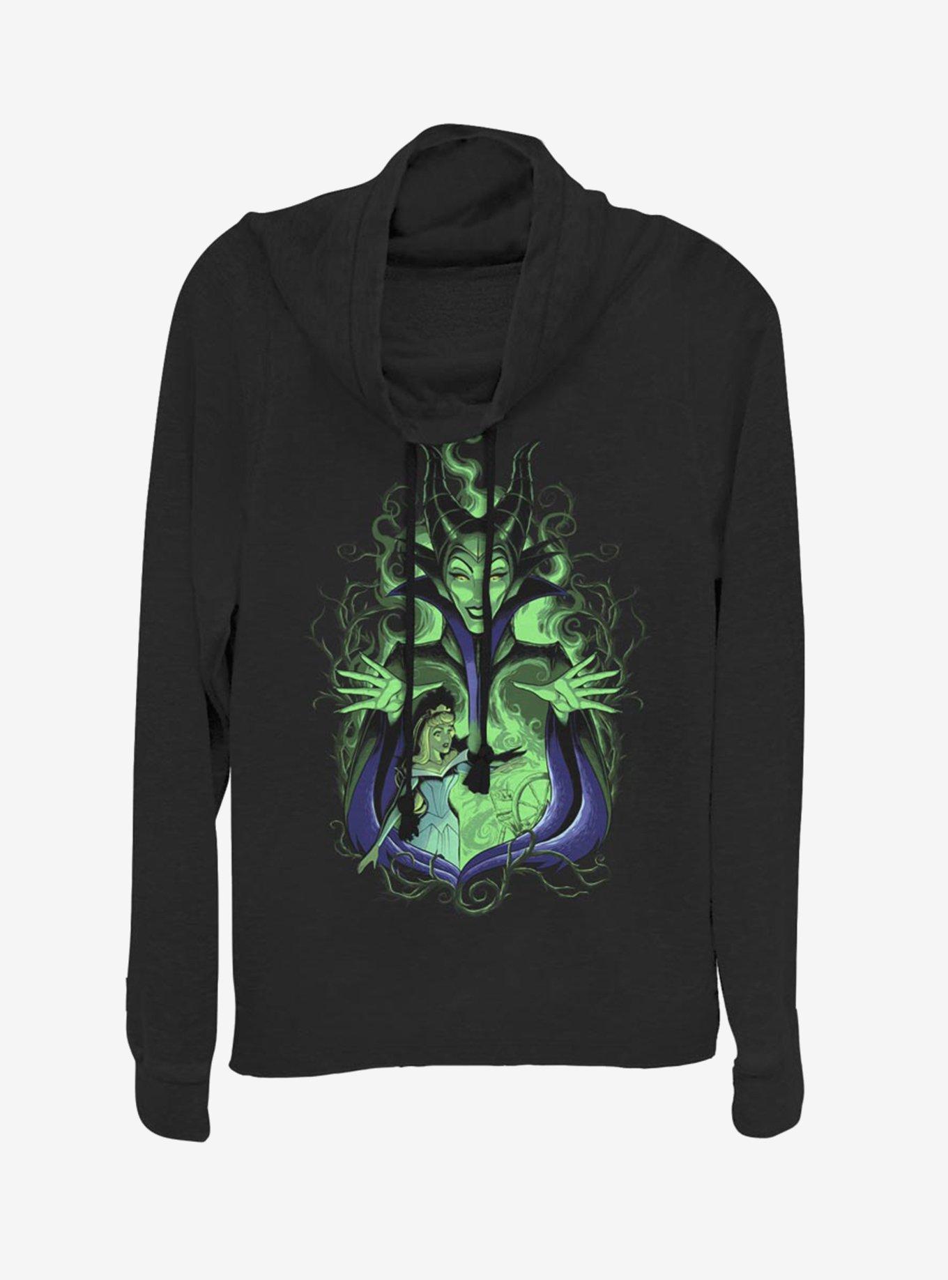 Disney Sleeping Beauty Maleficent Touch The Spindle Cowlneck Long-Sleeve Womens Top, , hi-res
