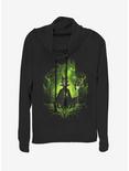 Disney Sleeping Beauty Maleficent Forest Of Thorns Cowlneck Long-Sleeve Womens Top, BLACK, hi-res