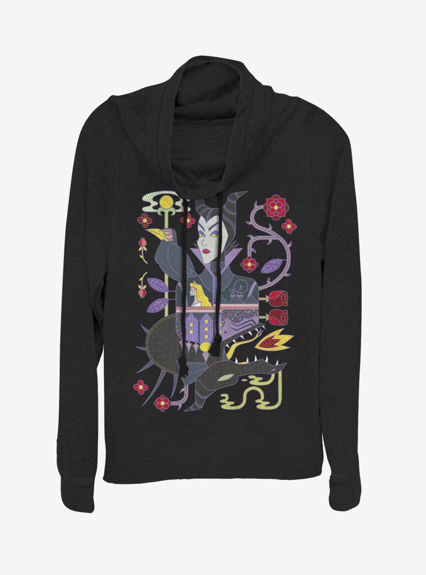 Disney Sleeping Beauty Maleficent Sides Of Evil Cowlneck Long-Sleeve Womens Top