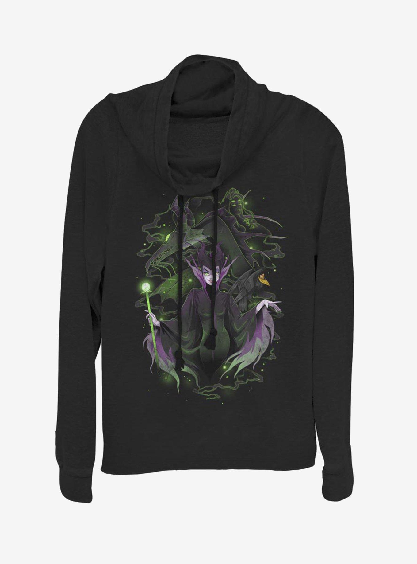 Disney Sleeping Beauty Maleficent Anime Style Cowlneck Long-Sleeve Womens Top, , hi-res