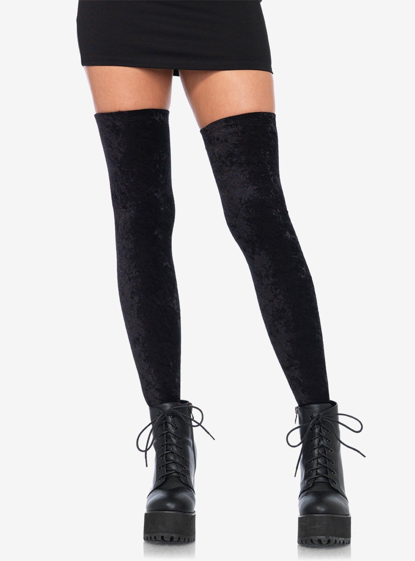 Hot Topic Black Velvet Thigh Highs