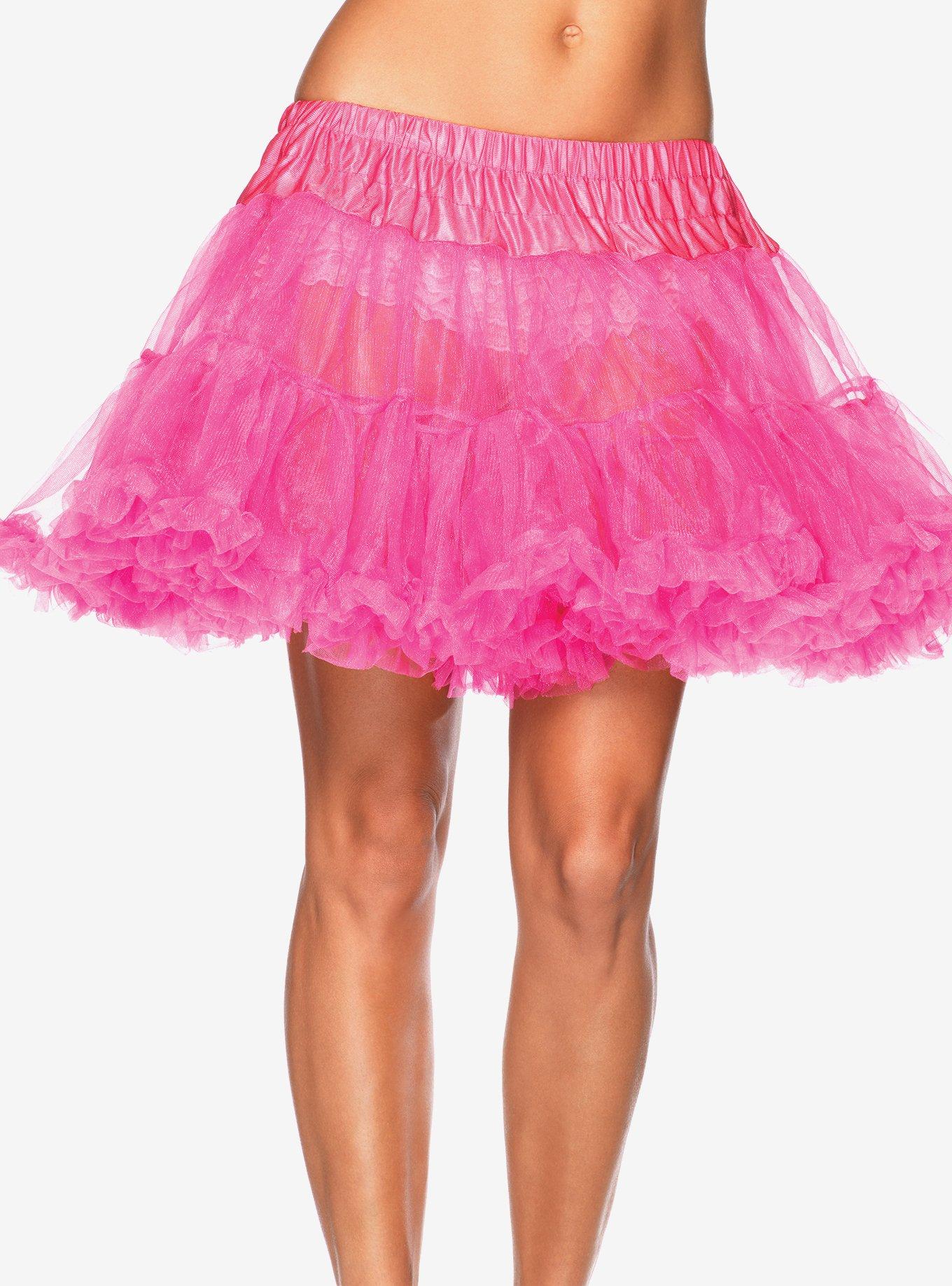 Neon Pink Layered Tulle Petticoat, , hi-res