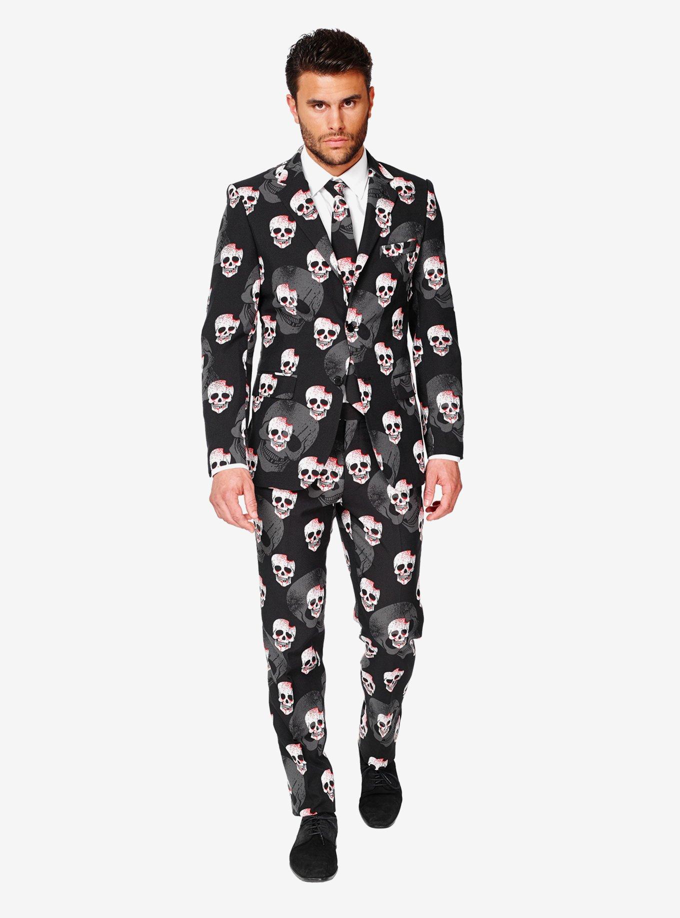 OppoSuits Men's Skulleton Halloween Suit, BLACK, hi-res