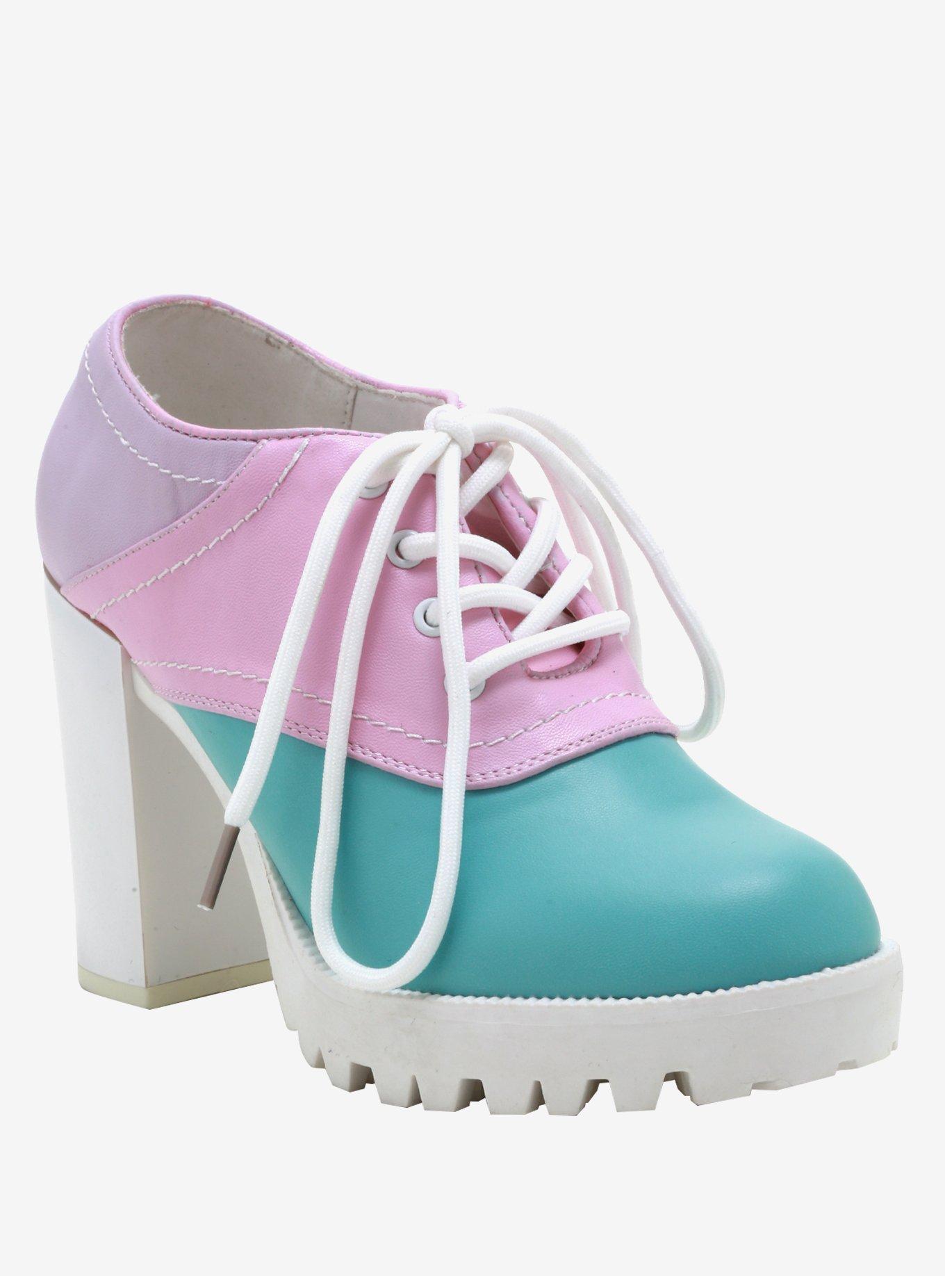 Tricolor Pastel Platform Oxford Heels, MULTI, hi-res