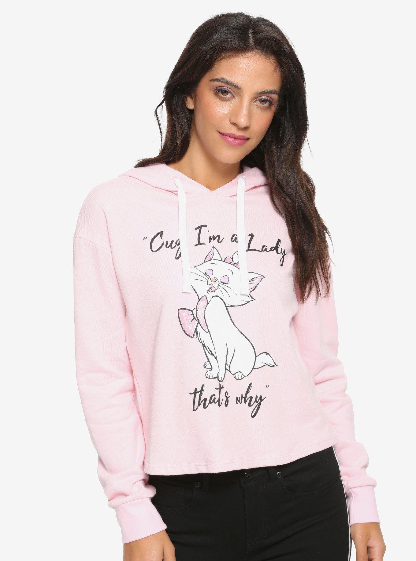 Disney Aristocats Cuz I'm A Lady Girls Crop Hoodie, MULTI, hi-res