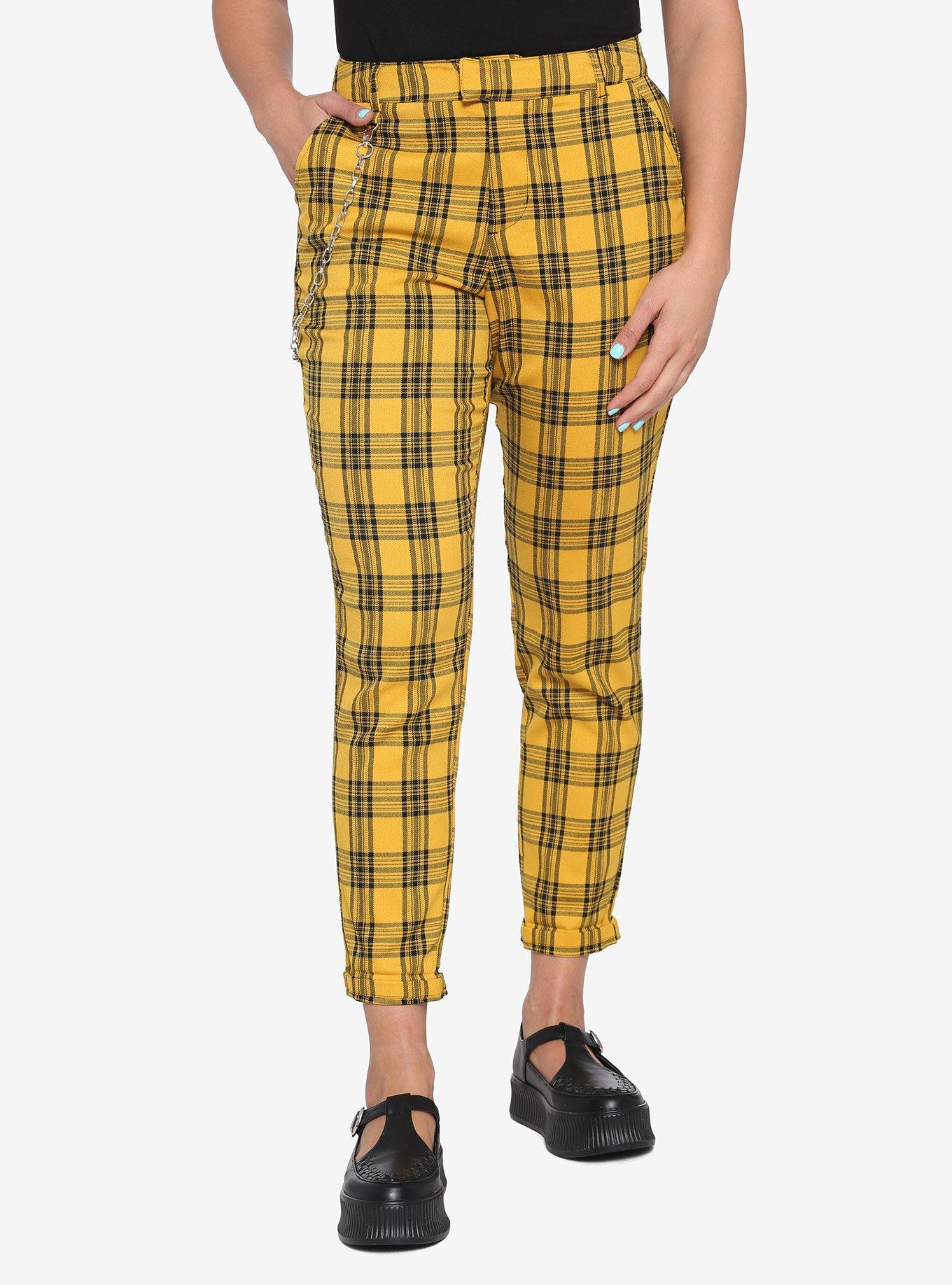 Yellow black and store white plaid pants