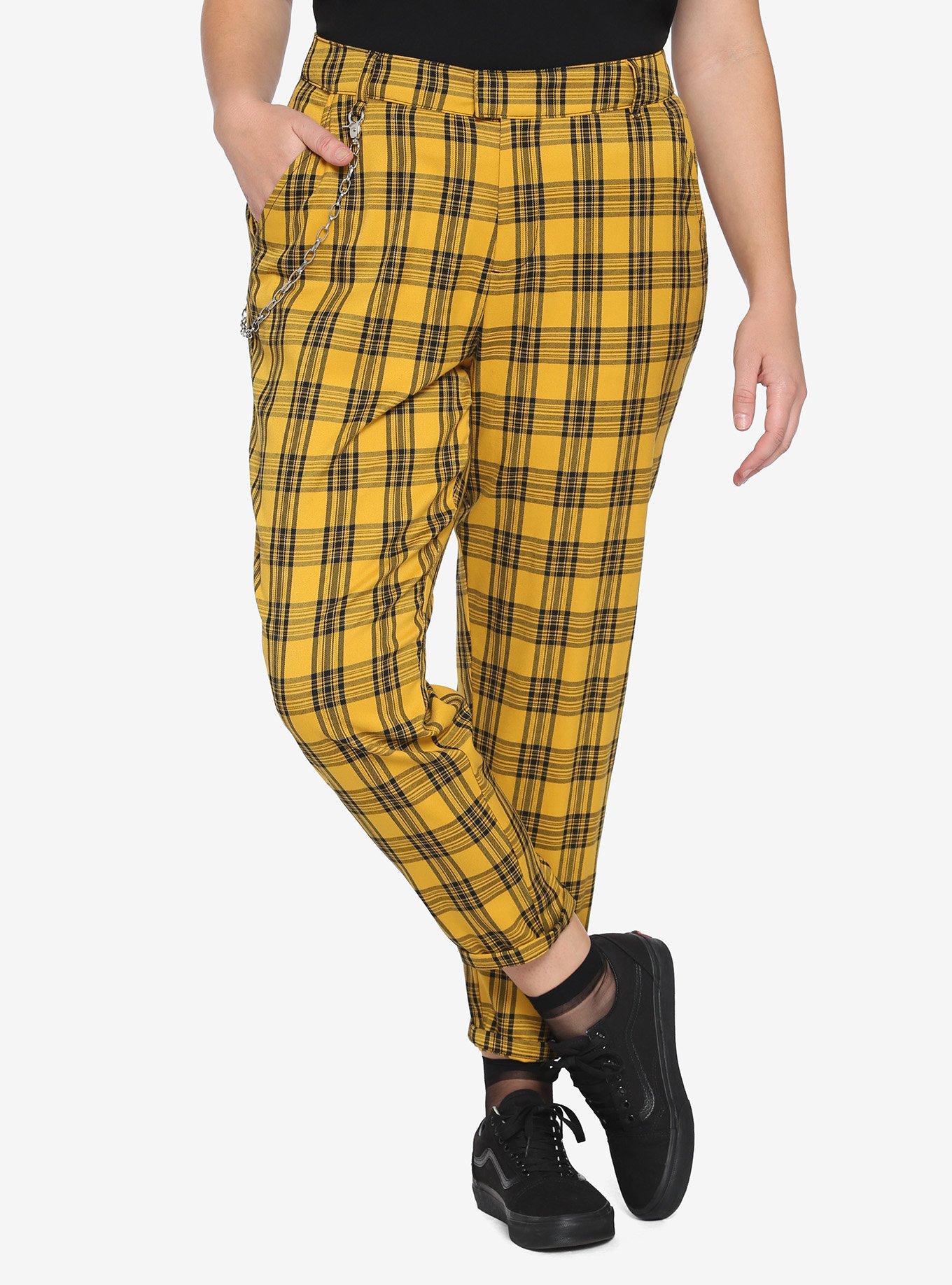 Orange Plaid Side Chain Pants Plus Size