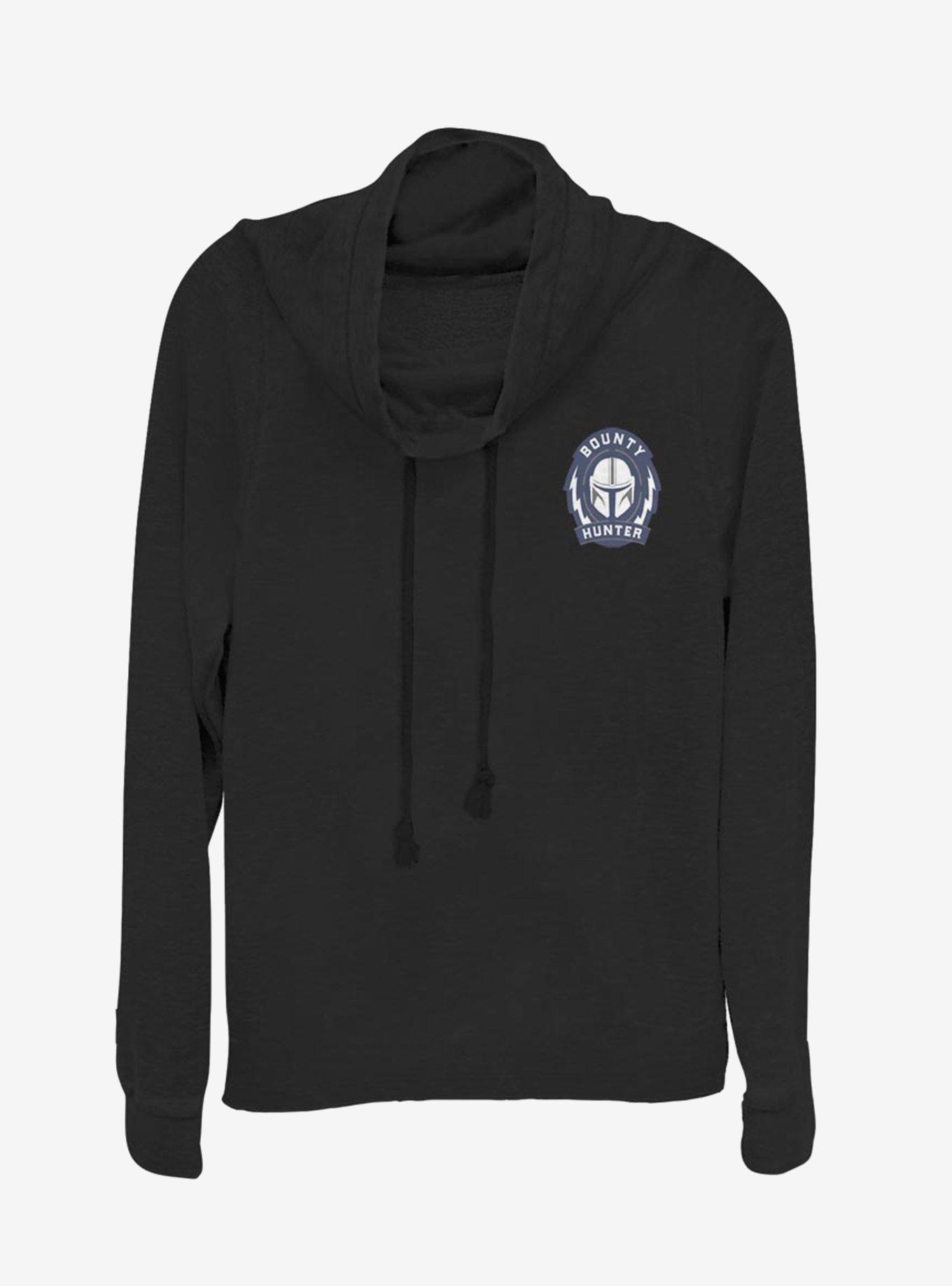 Star Wars The Mandalorian Bounty Hunter Logo Cowl Neck Long-Sleeve Girls Top, , hi-res